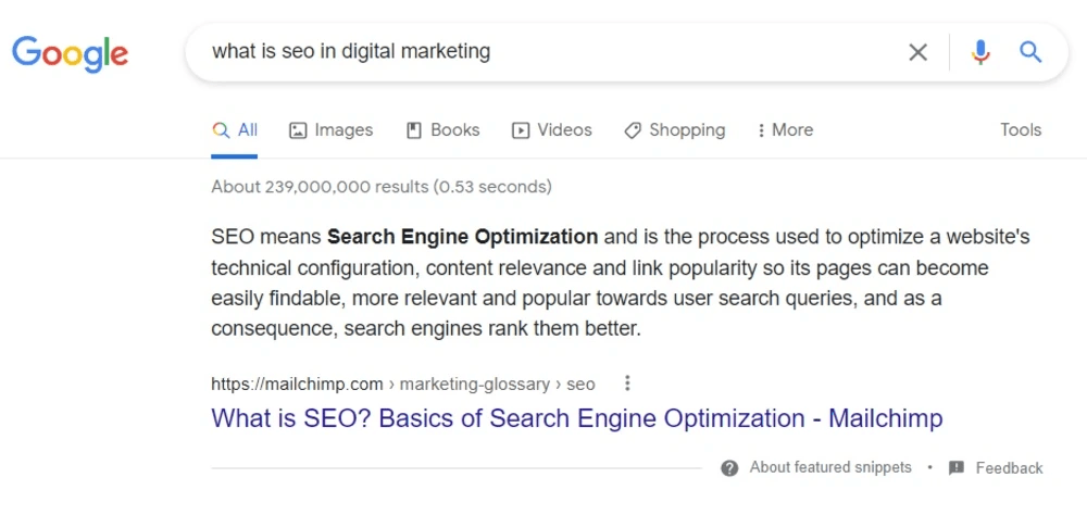 Definition Featured Snippet